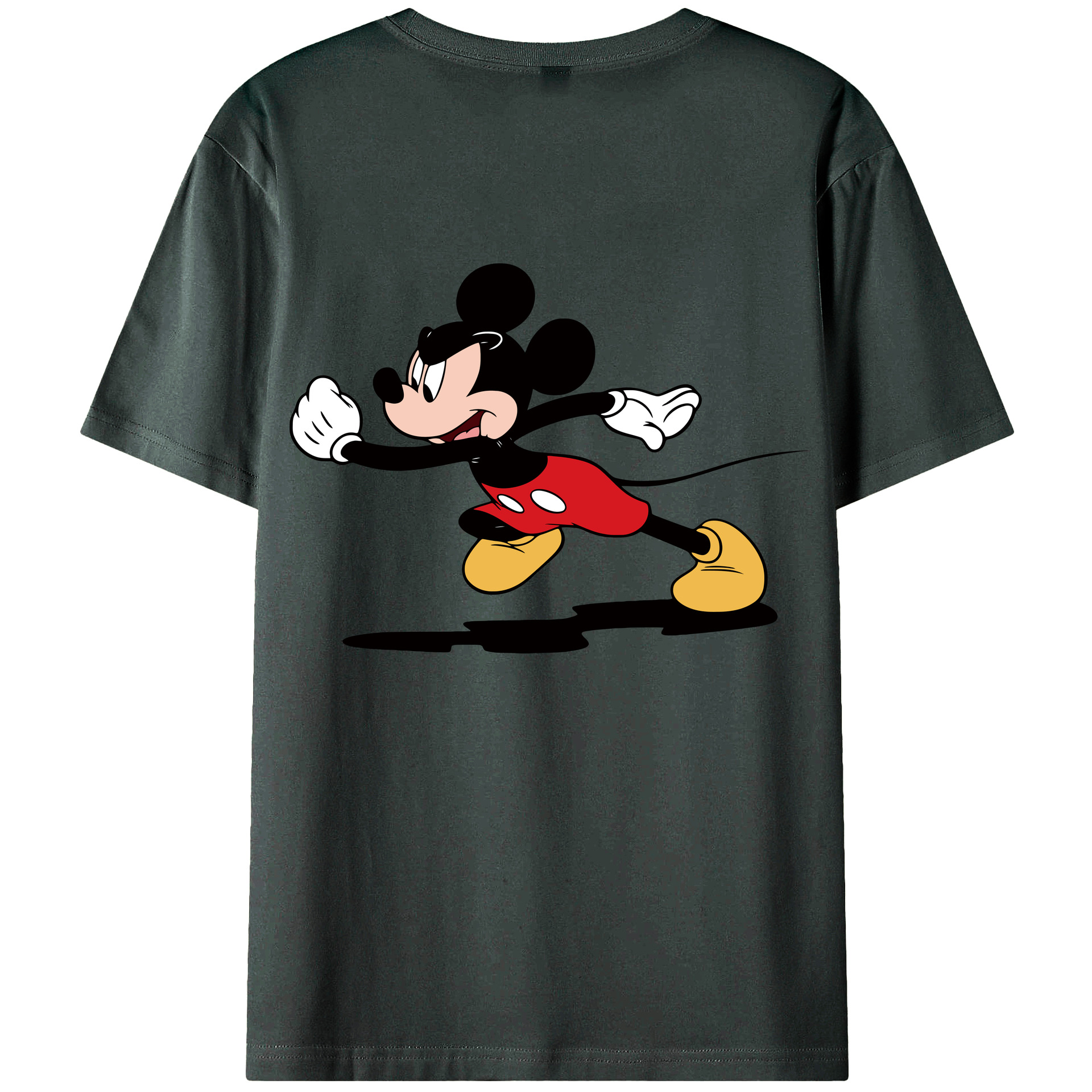 ミッキーマウス Mickey Mouse 綿100％ メンズ半袖Tシャツ（バックプリント） 通気性